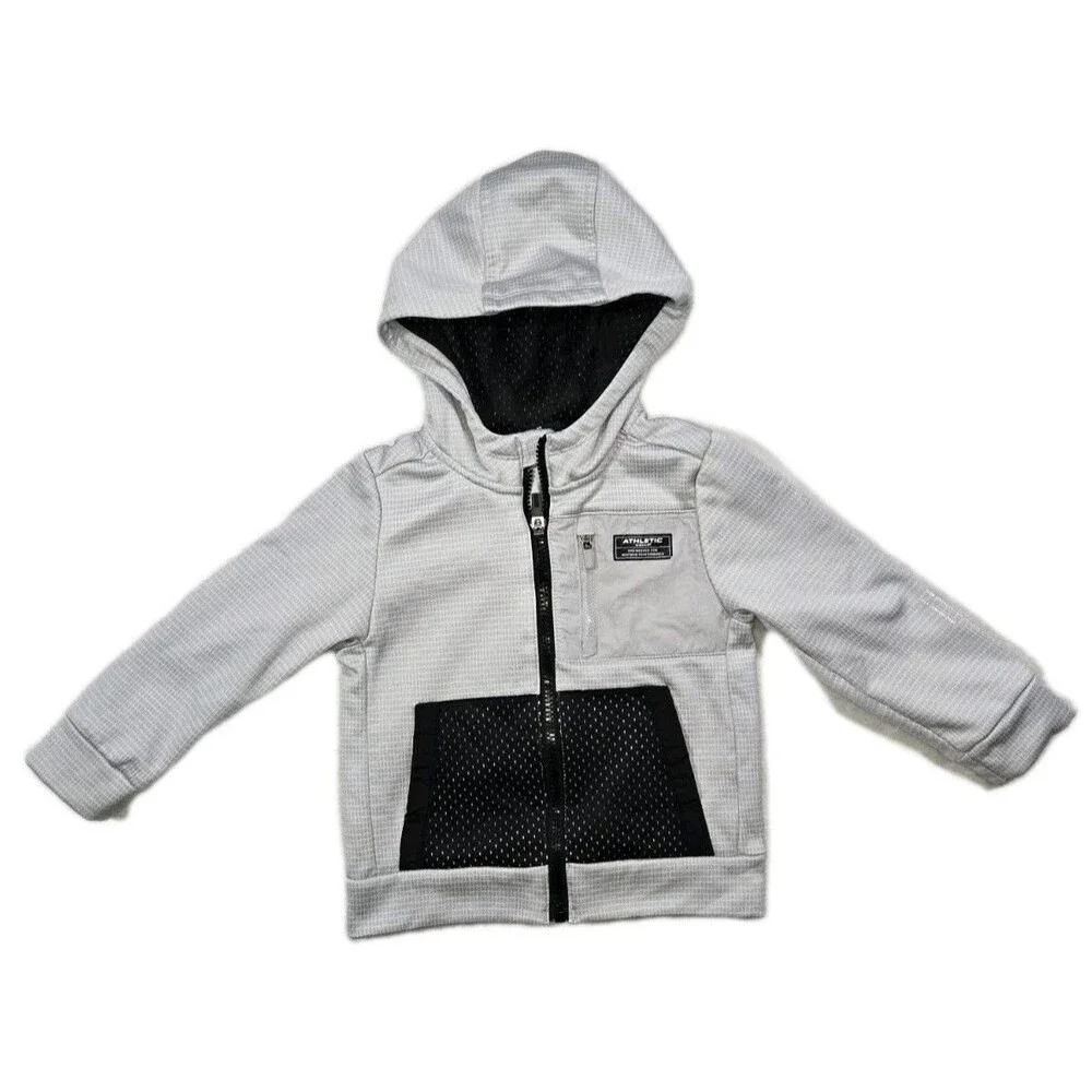 Lot Of 2 Boys Athletic Works Full Zip Hoodie Jacket Size 3T Gray Green